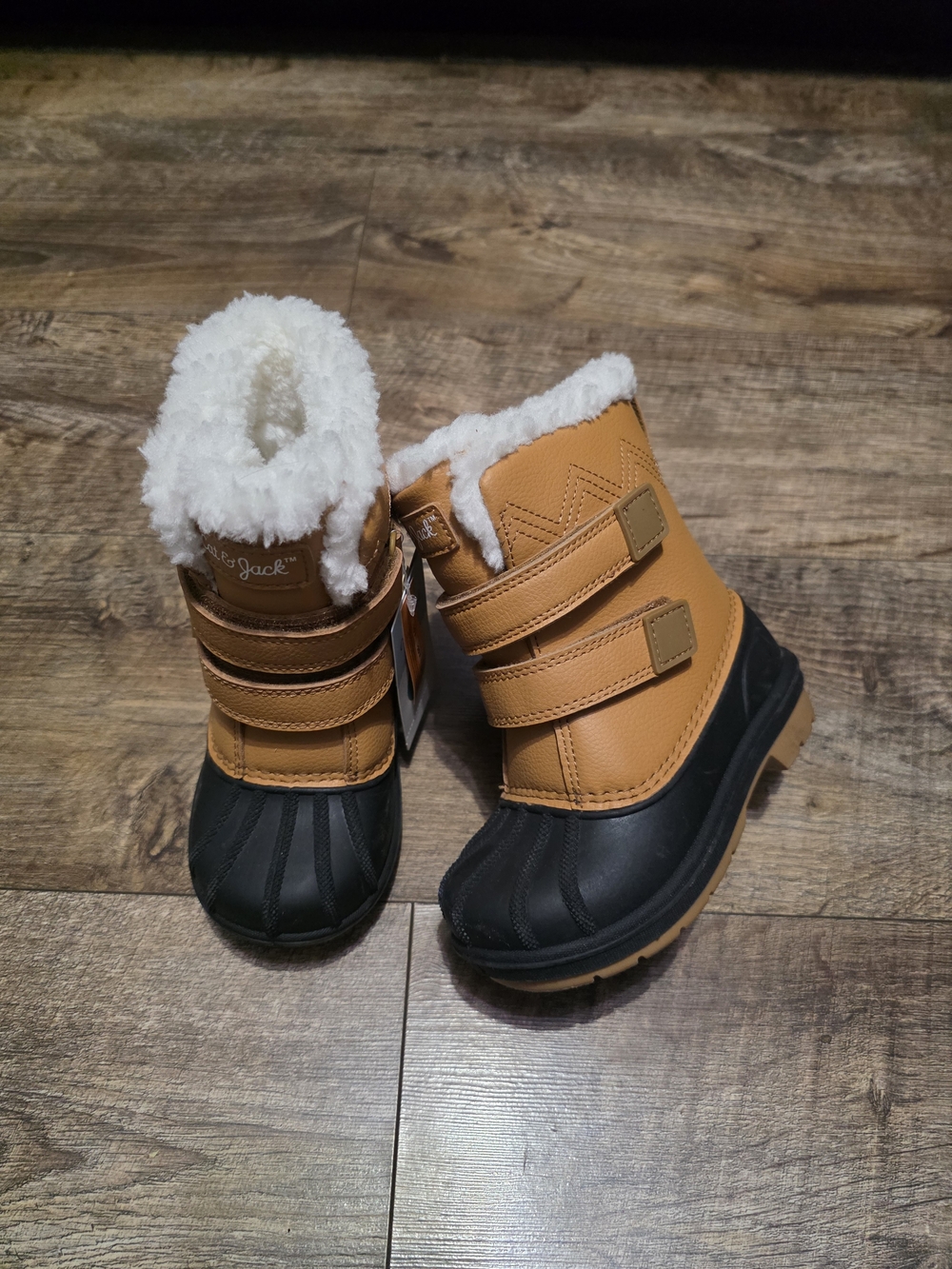 Cat & Jack  Winter Snow Boots - Tan/Black with Faux Fur Toddler Boys 8